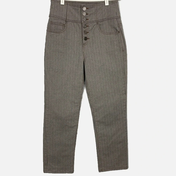 Joie Laurelle Topstitch Striped Button Fly Pants Junction Size 28 High Waisted - Picture 8 of 15